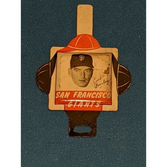 1958 Vintage Curt Barclay Armour Tab San Francisco SF Giants Baseball Metal Pin